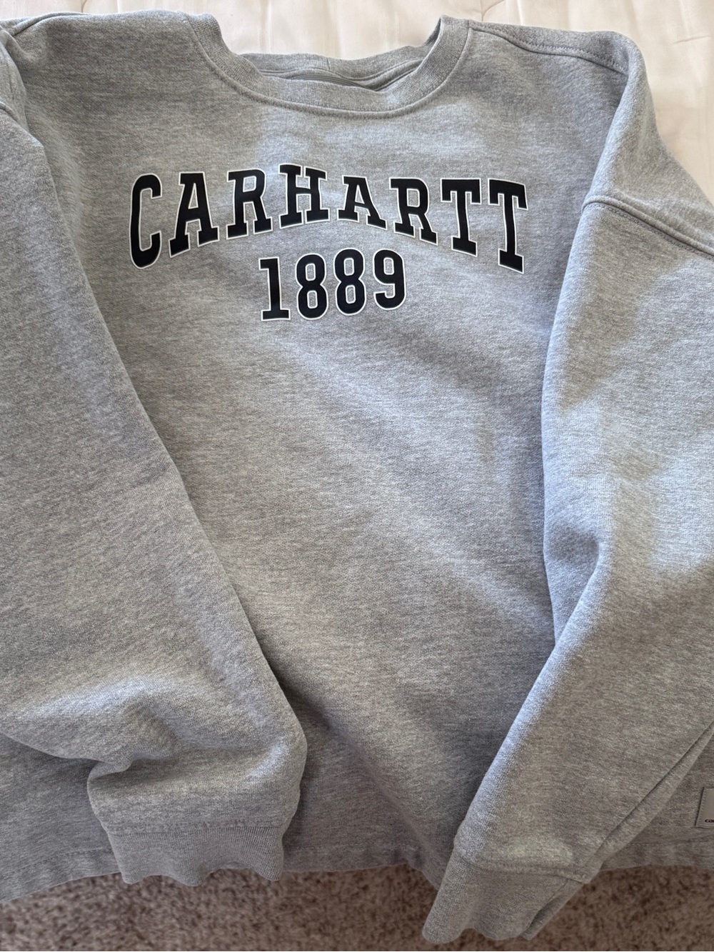 Carhartt Women's Gray Crewneck Sweatshirt with 1889 Logo